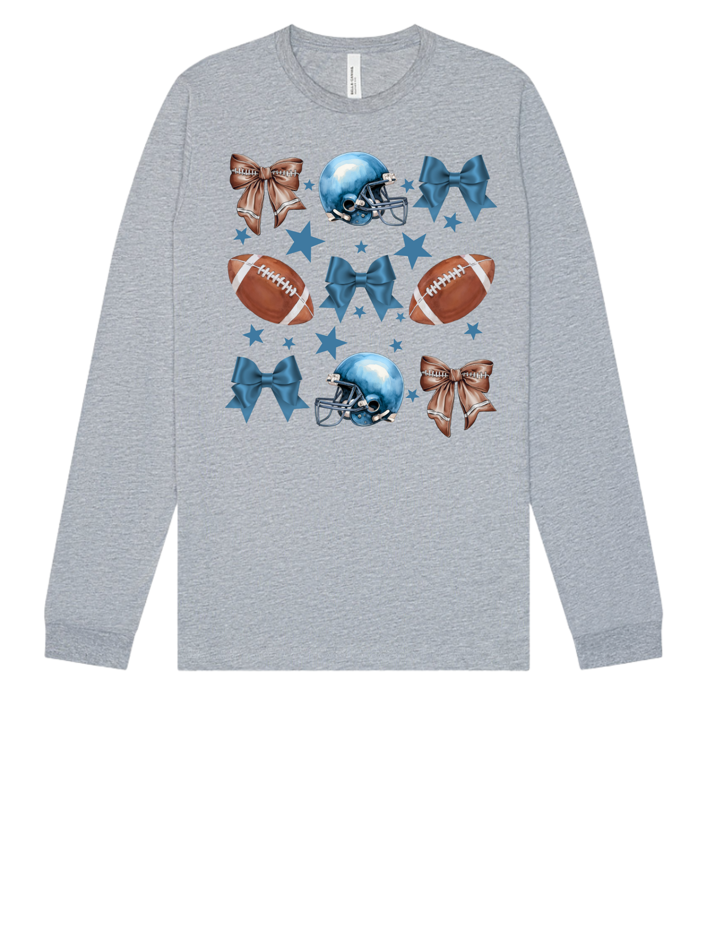 Adult Tee "Blue Football & Bows"