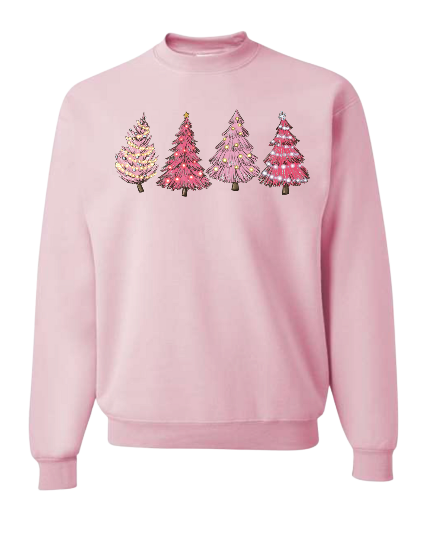Pink Christmas Trees Adult Crewneck Sweatshirt