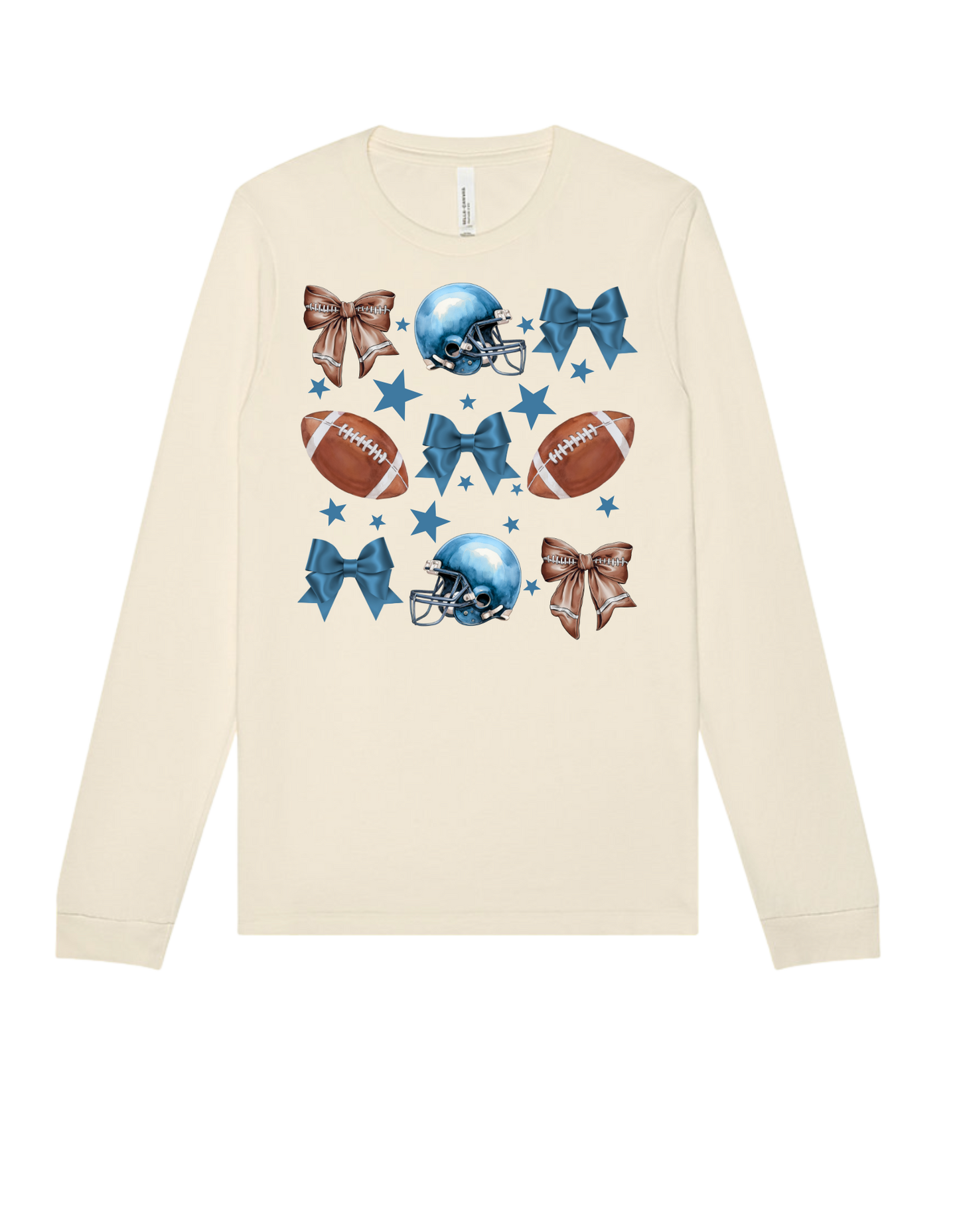 Adult Tee "Blue Football & Bows"