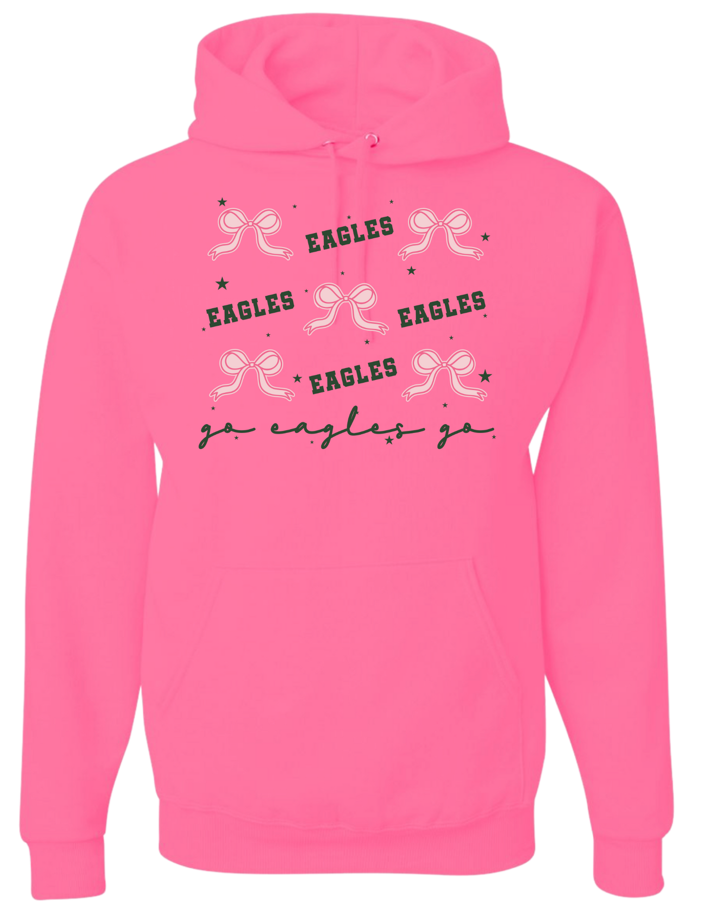 Adult "Go Eagles Bows" Hoodie