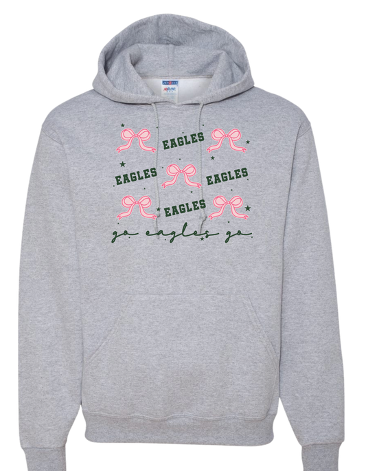 Adult "Go Eagles Bows" Hoodie