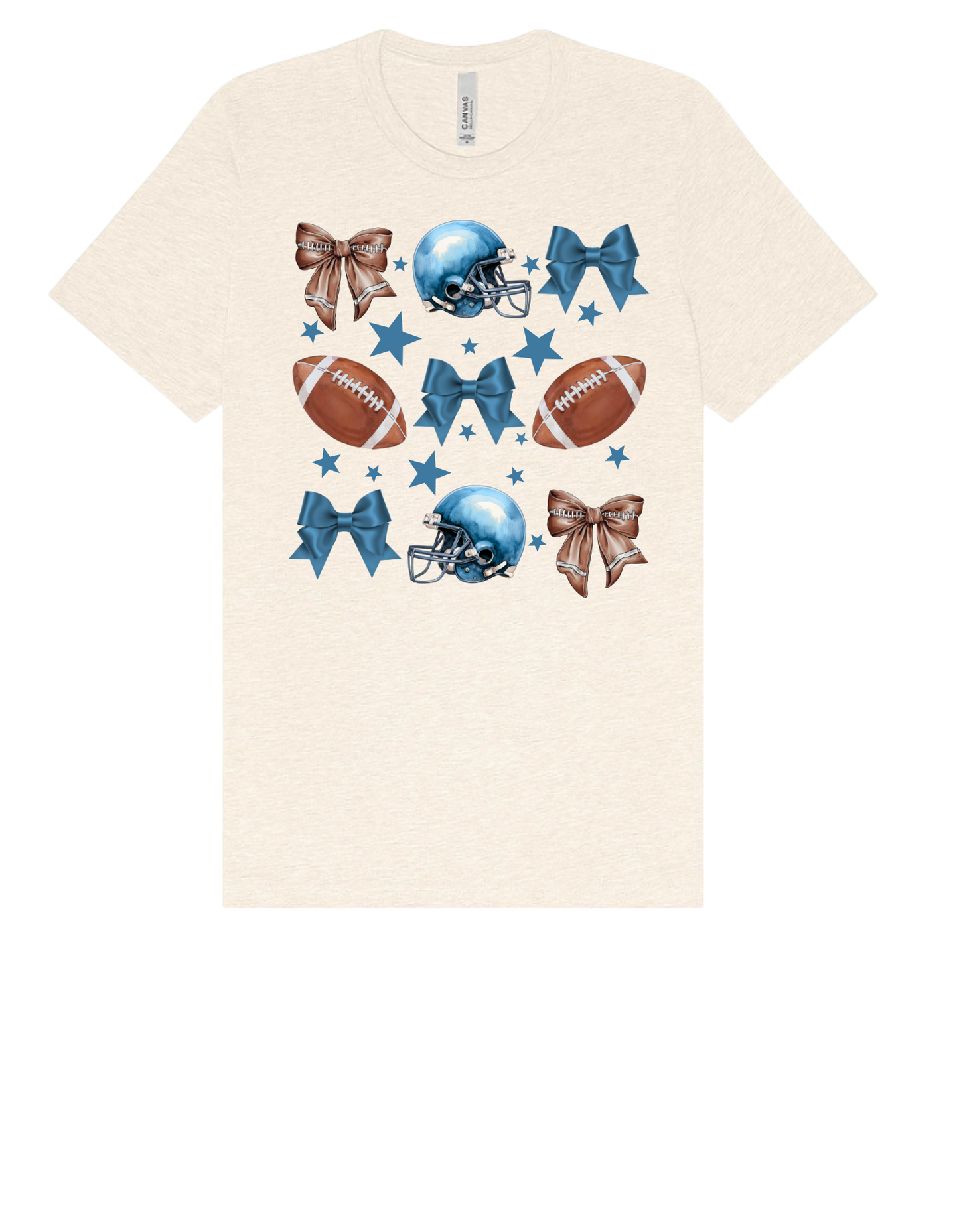Adult Tee "Blue Football & Bows"