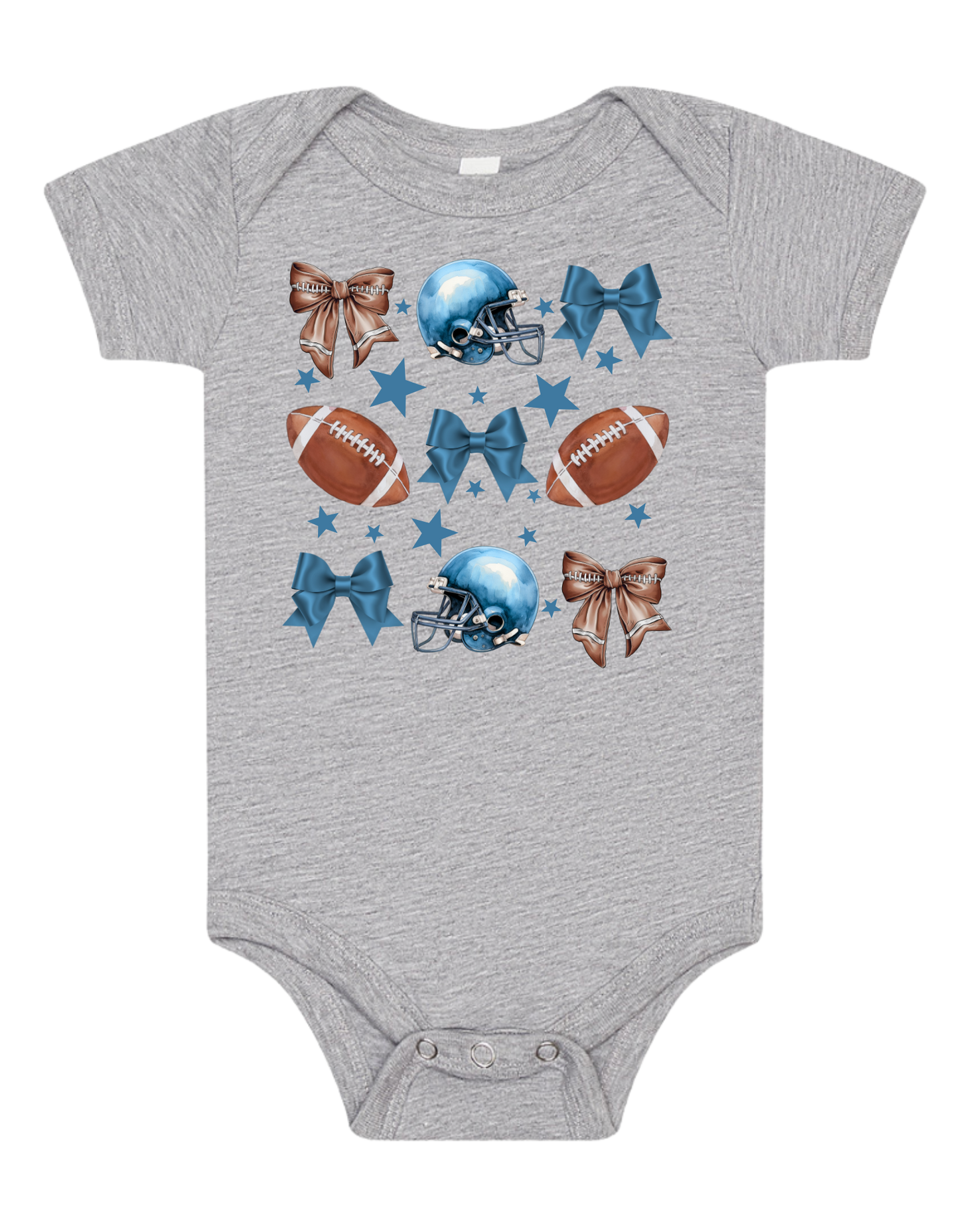 "Blue Football & Bows" (Infant/Toddler/Youth)