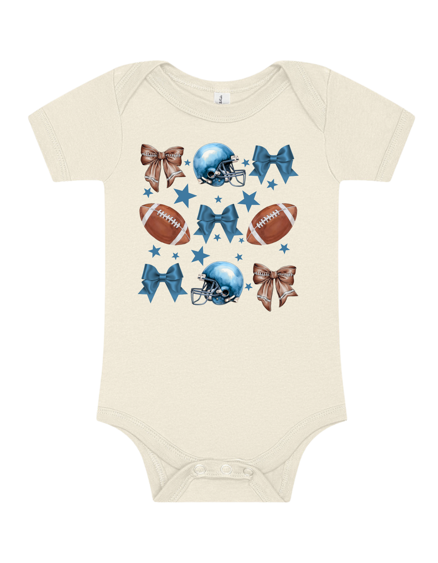 "Blue Football & Bows" (Infant/Toddler/Youth)