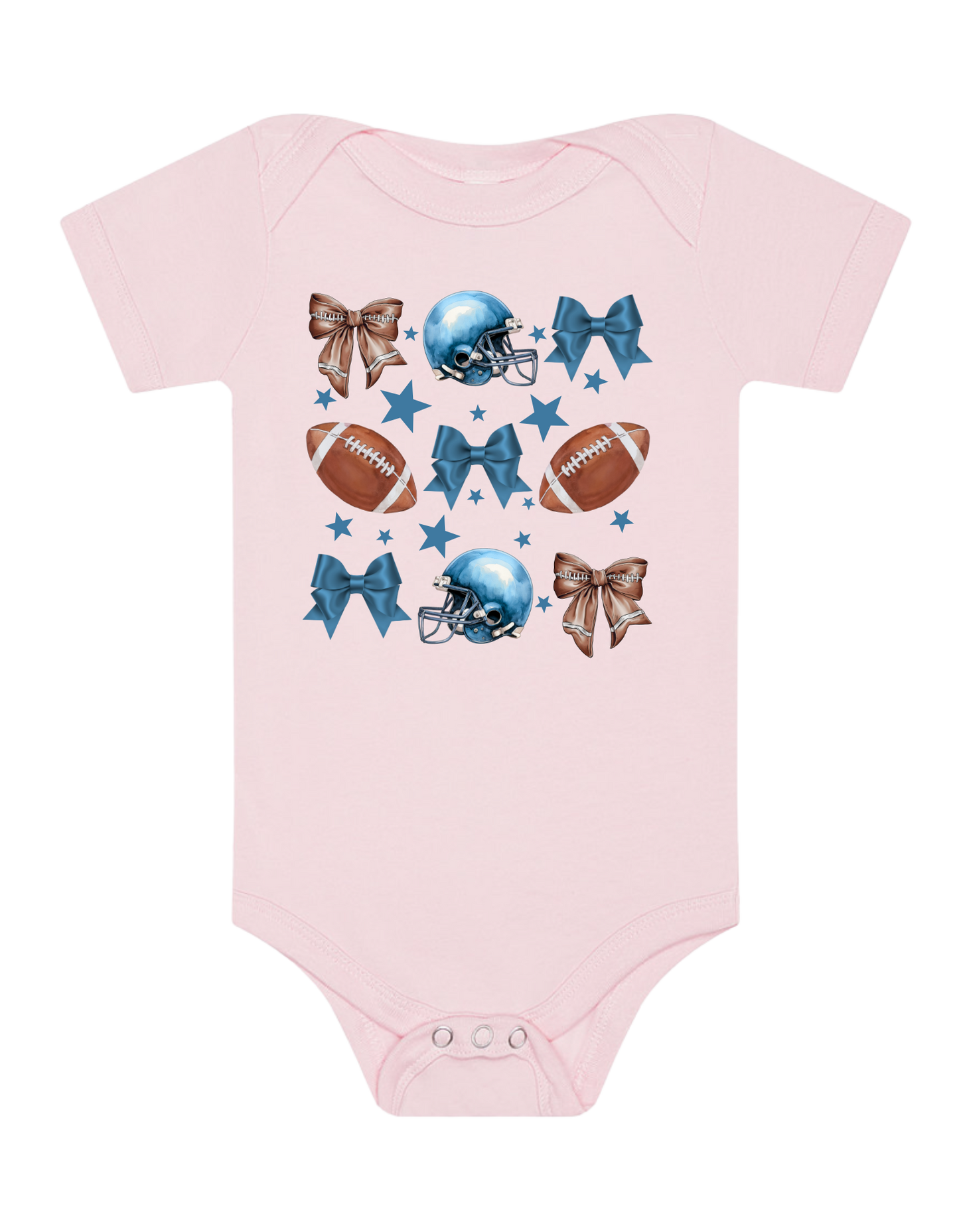 "Blue Football & Bows" (Infant/Toddler/Youth)