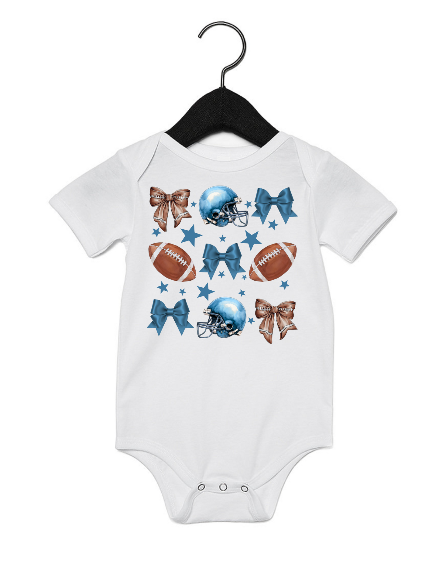 "Blue Football & Bows" (Infant/Toddler/Youth)