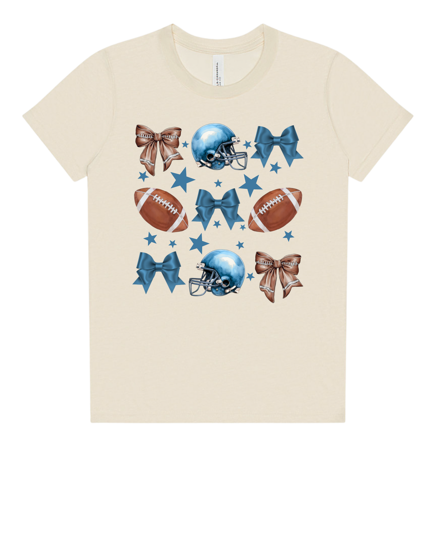 "Blue Football & Bows" (Infant/Toddler/Youth)