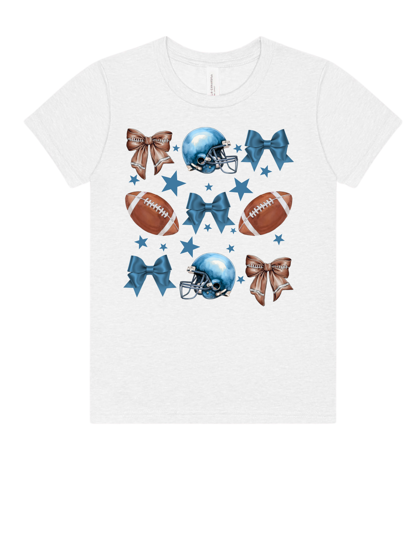 "Blue Football & Bows" (Infant/Toddler/Youth)