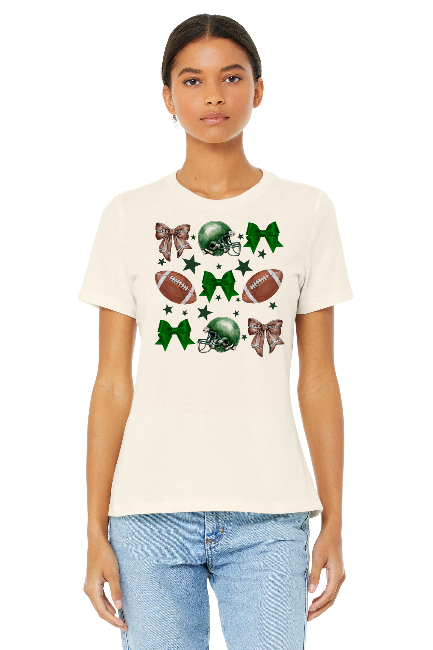 Adult Tee "Football & Bows"