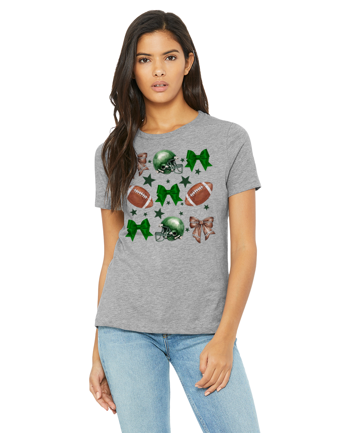 Adult Tee "Football & Bows"