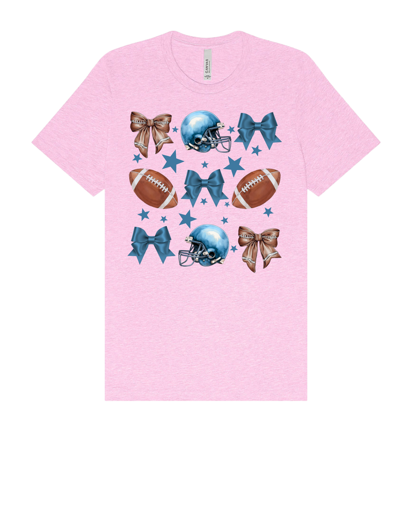 Adult Tee "Blue Football & Bows"