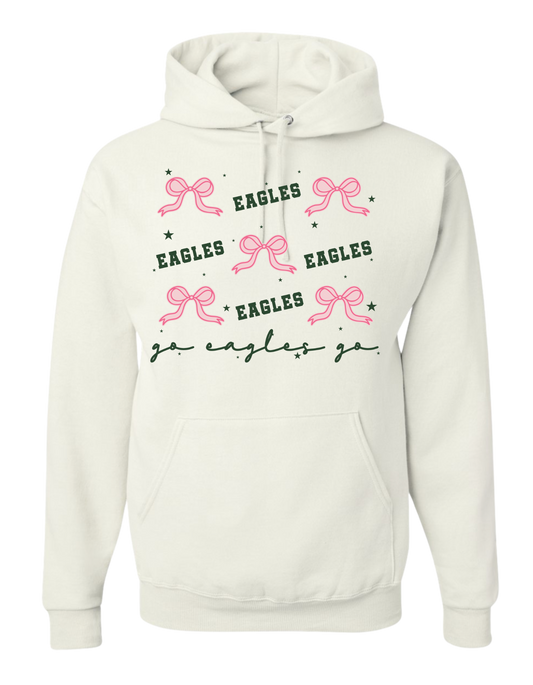 Adult "Go Eagles Bows" Hoodie