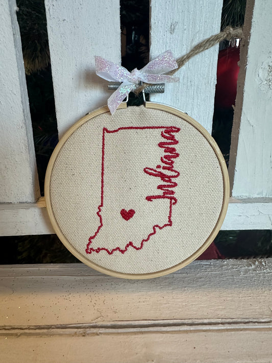 Indiana (IU) outline Ornament