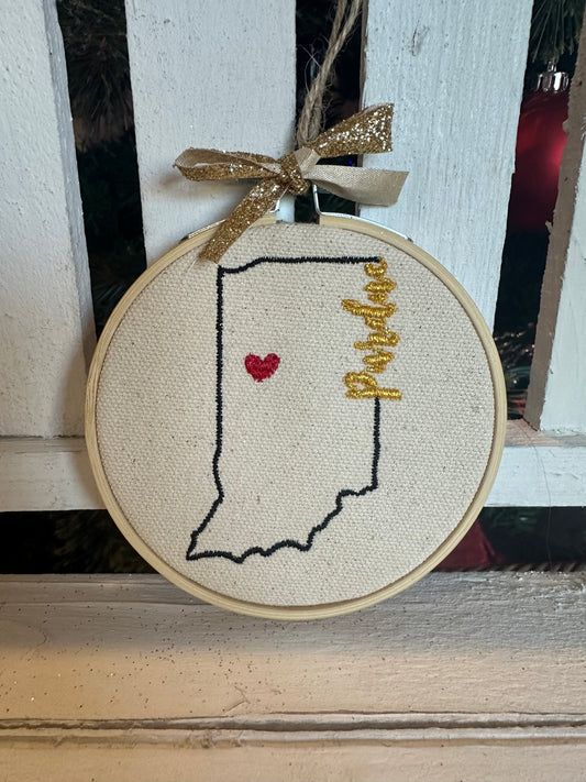 Purdue Indiana Outline Ornament