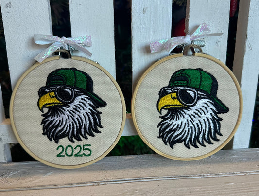 Eagle Dude Embroidery Ornament (Personalization Available)