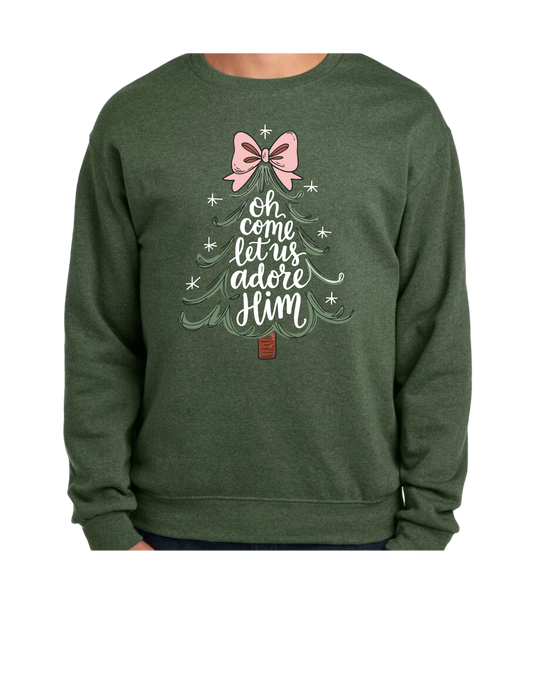 Oh Come Let Us Adore Him Adult Crewneck Sweatshirt