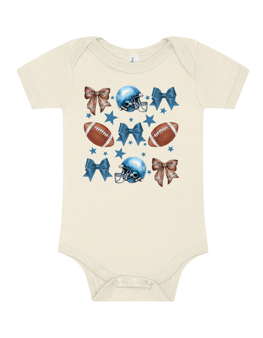 "Blue Football & Bows" (Infant/Toddler/Youth)
